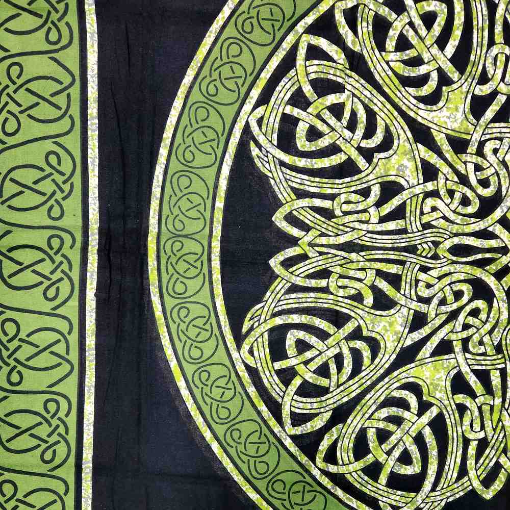 Celtic Crest Hand?Loomed Cotton Tablecloth — Emerald - Sweet Us
