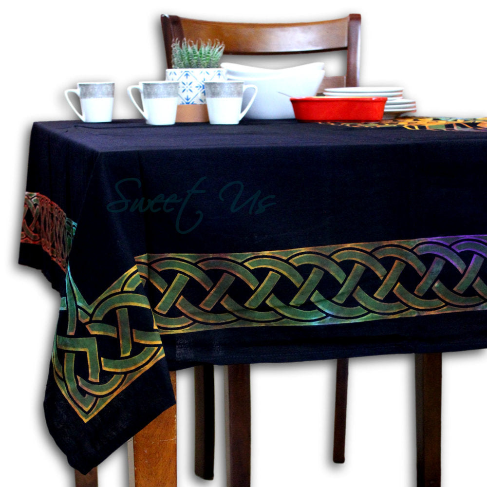 Prism Tie-Dye Celtic Clover Cotton Tablecloth & Bedspread