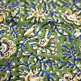 Cotton Kalamkari Floral Elephant Tablecloth Rectangle, Beige Green