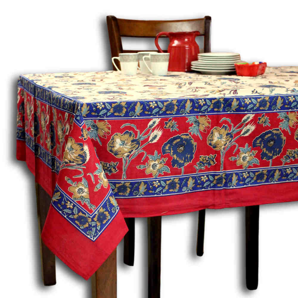 Floriane Bloom Cotton Floral Tablecloth Rectangle — Crimson Royale