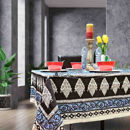 Cotton Floral Tablecloth for Rectangle Tables Black Kitchen Dining Linen