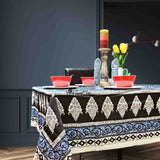 Cotton Floral Tablecloth for Rectangle Tables Black Kitchen Dining Linen