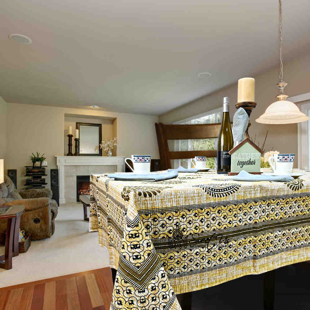 Crown Paisley Cotton Floral Tablecloth Rectangle, Canyon Clay