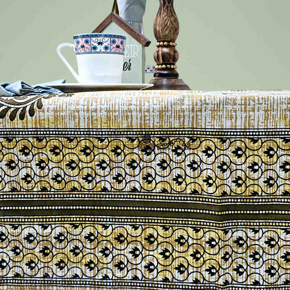 Crown Paisley Cotton Floral Tablecloth Rectangle, Canyon Clay