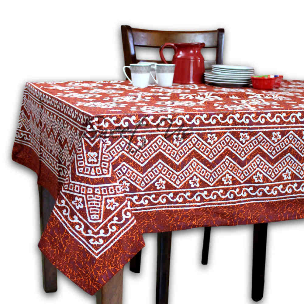 Chrysanthe Cotton Floral Tablecloth Rectangle — Ember