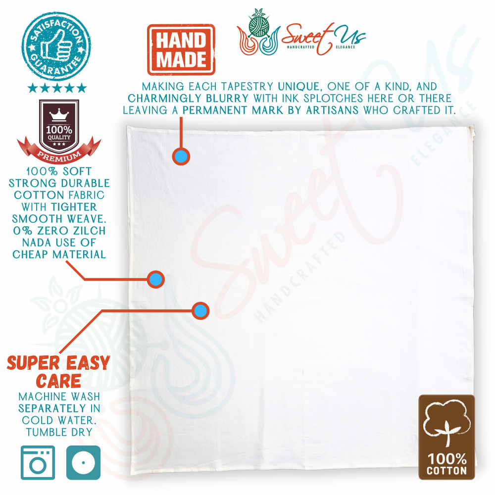 Plain White Tapestry Blank Hippie Bohemian Cotton Wall Hang for Tie Dye