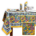 Floraison de Luxe Cotton French Country Floral Tablecloth, Golden Garden - Sweet Us