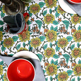 Cotton Bloom Delight Floral Tablecloth Rectangle, Kitchen Linen, Emerald Isle