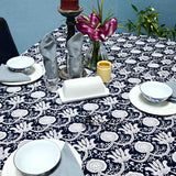 Cotton Bloom Delight Floral Tablecloth Rectangle, Kitchen Linen, Scarlet Slate