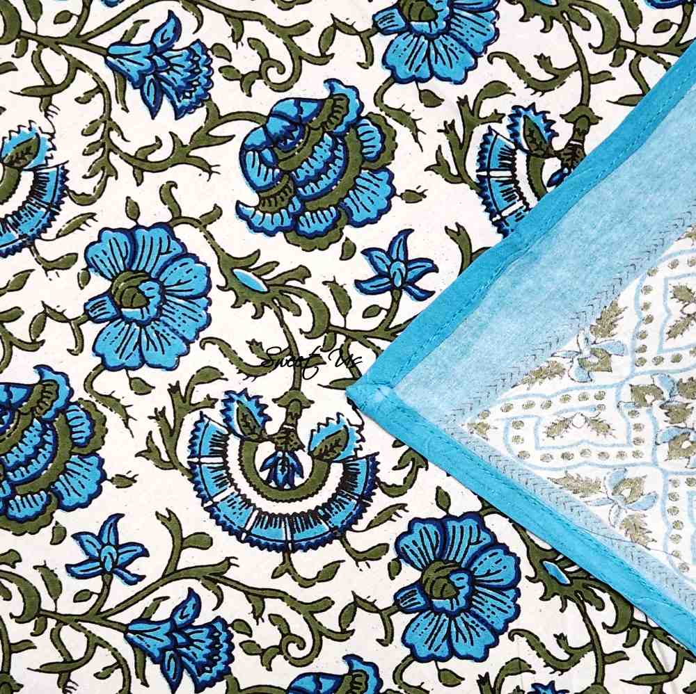 Cotton Bloom Delight Floral Tablecloth Rectangle, Kitchen Linen, Bluebell Grove