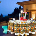The Affluent Floral French Country Cotton Tablecloth Round, Amber White - Sweet Us