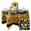 The Affluent Floral French Country Cotton Tablecloth Round, Amber Black - Sweet Us