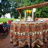 Cotton Tusker Bloom Mandala Floral Tablecloth Round, Terra Cotta