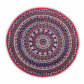 Meridian Mandala Cotton Tablecloth Round — Midnight Ruby - Sweet Us
