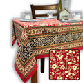 Sweet Us Amara Floral Cotton Block Print Tablecloth Rectangle, Terracotta Ruby - Sweet Us