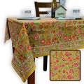 Sweet Us Amara Floral Cotton Block Print Tablecloth Rectangle, Terracotta Blush - Sweet Us