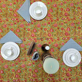 Sweet Us Amara Floral Cotton Block Print Tablecloth Rectangle, Terracotta Blush