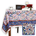 Venetia Block Print Floral Cotton Square Tablecloth — Rosewood Bloom - Sweet Us