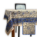 Ashlyn Hand?Block Printed Cotton Square Tablecloth — Midnight Bloom - Sweet Us