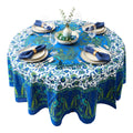 Mayura Peacock Floral Round Tablecloth —  Cobalt - Sweet Us