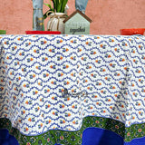 Floral Vine Tablecloth Square, Round, Collection White Blue Green Gold Red