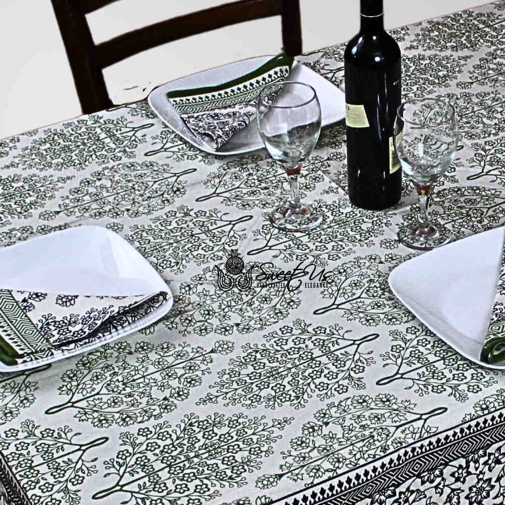 The Amore French Country Cotton Floral Tablecloth Square, Ebony Fern
