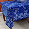 Tessera Block Print Cotton Tablecloth Square — Indigo Tide - Sweet Us