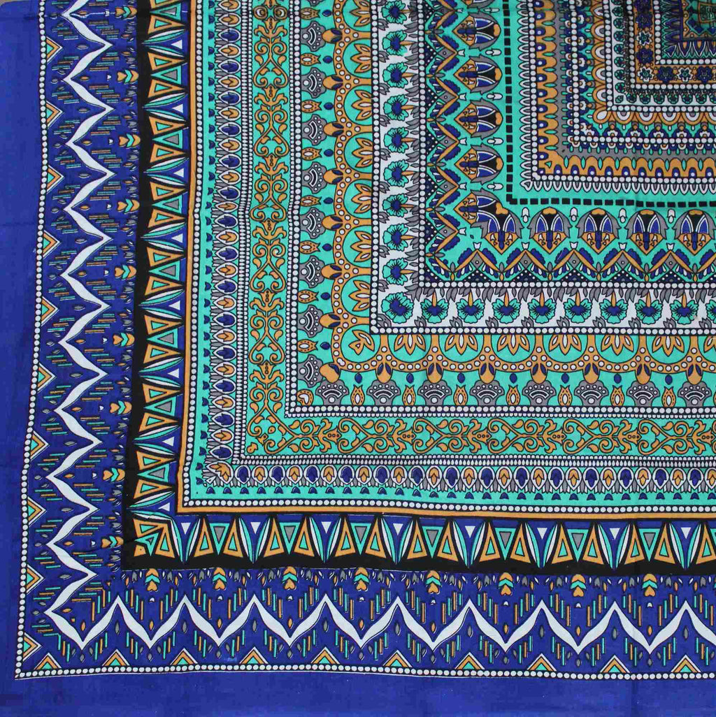 Floral Mandala Cotton Tablecloth Blue Green Beach Sheet Round Square - Sweet Us