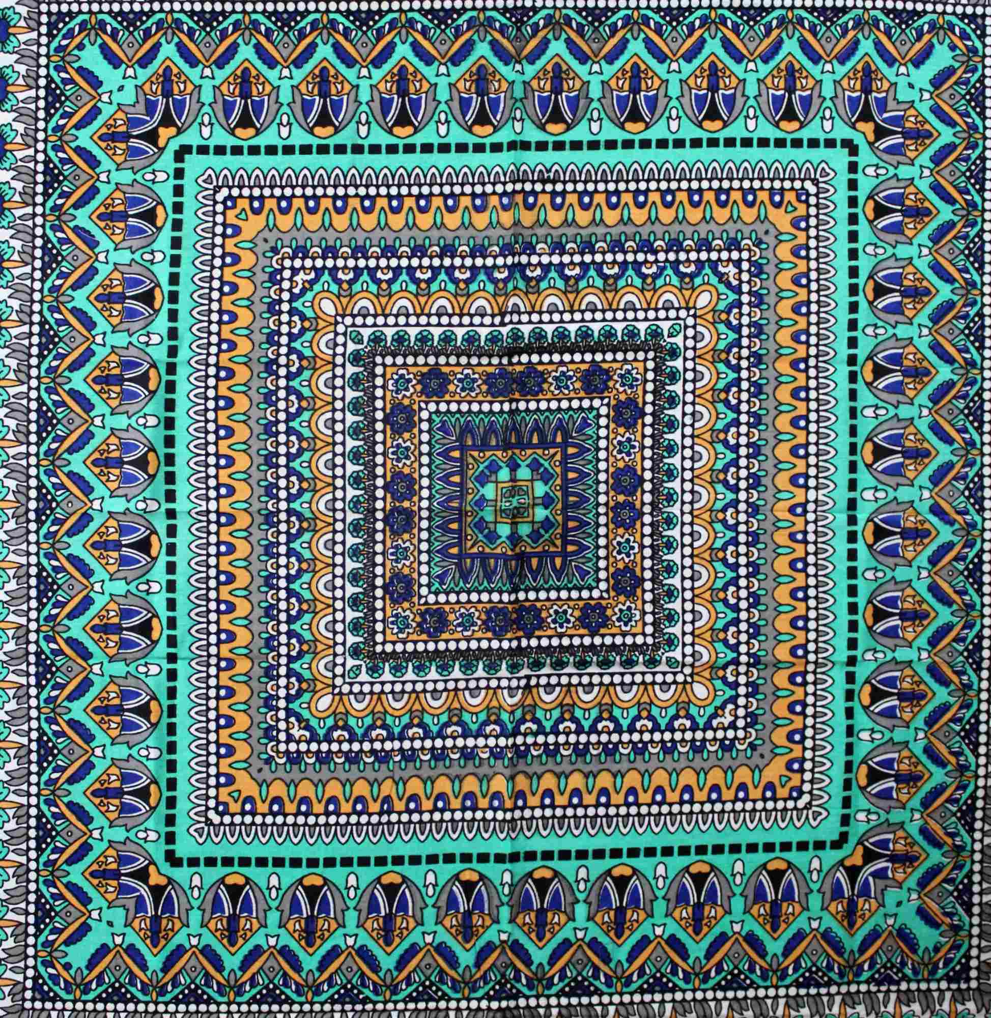 Floral Mandala Cotton Tablecloth Blue Green Beach Sheet Round Square - Sweet Us