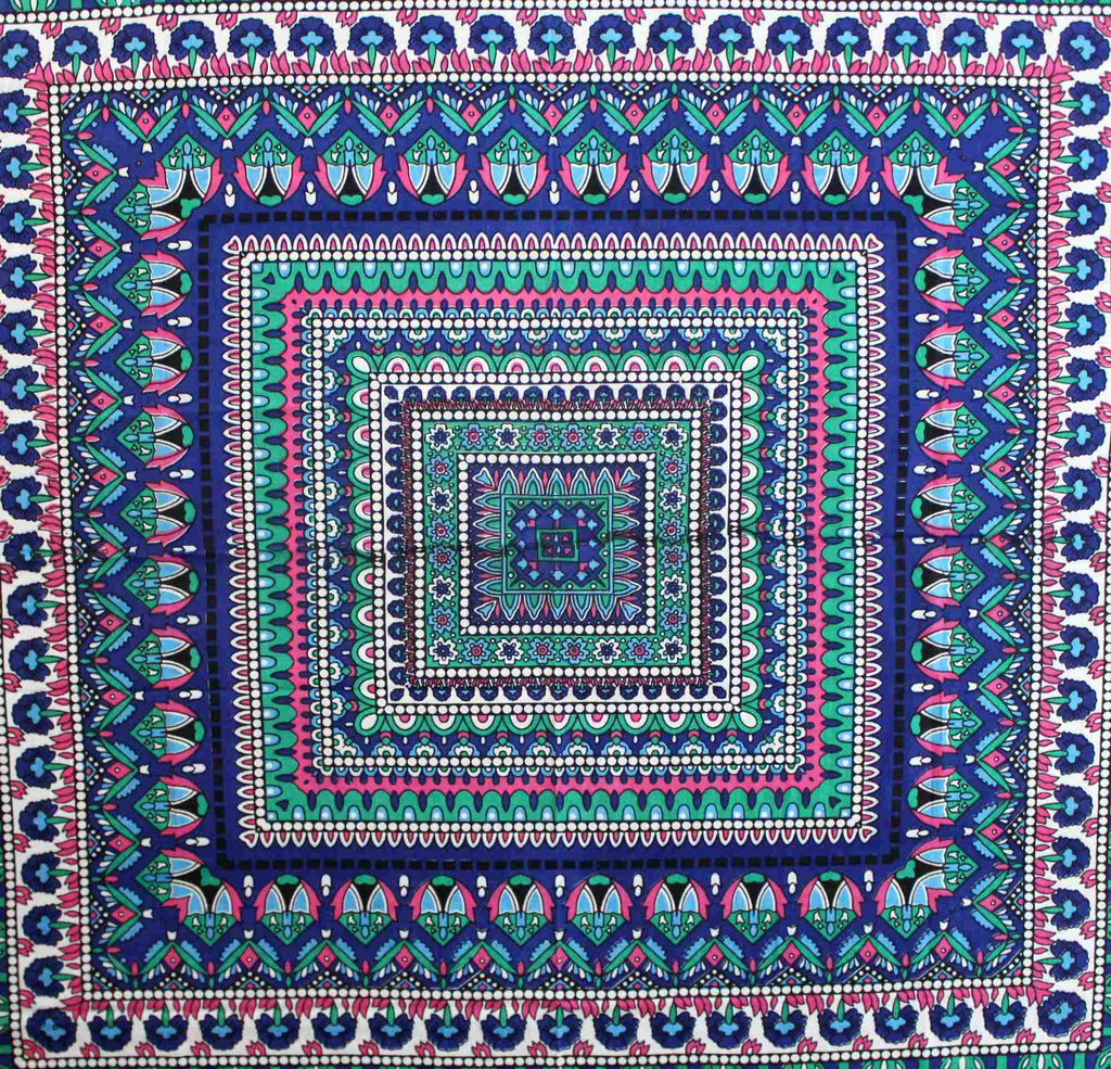 Floral Mandala Cotton Tablecloth Blue Green Beach Sheet Round Square - Sweet Us