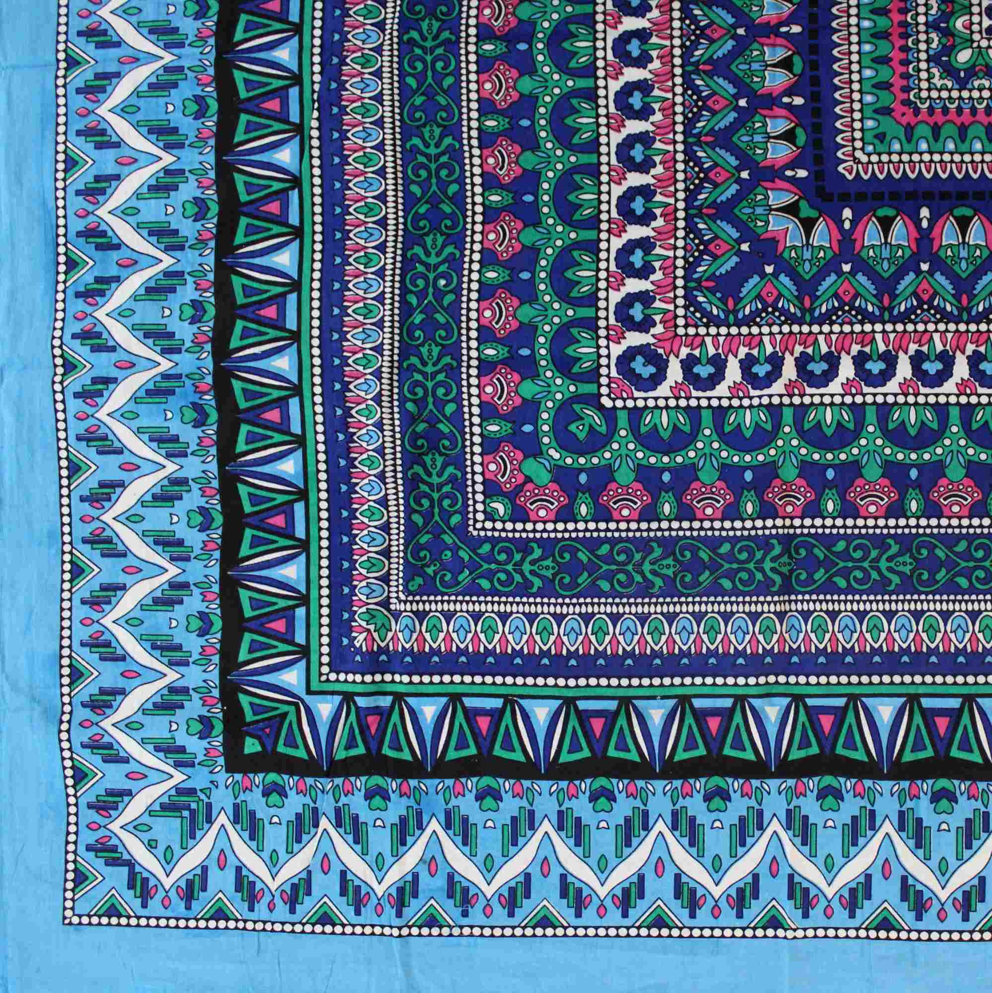 Floral Mandala Cotton Tablecloth Blue Green Beach Sheet Round Square - Sweet Us