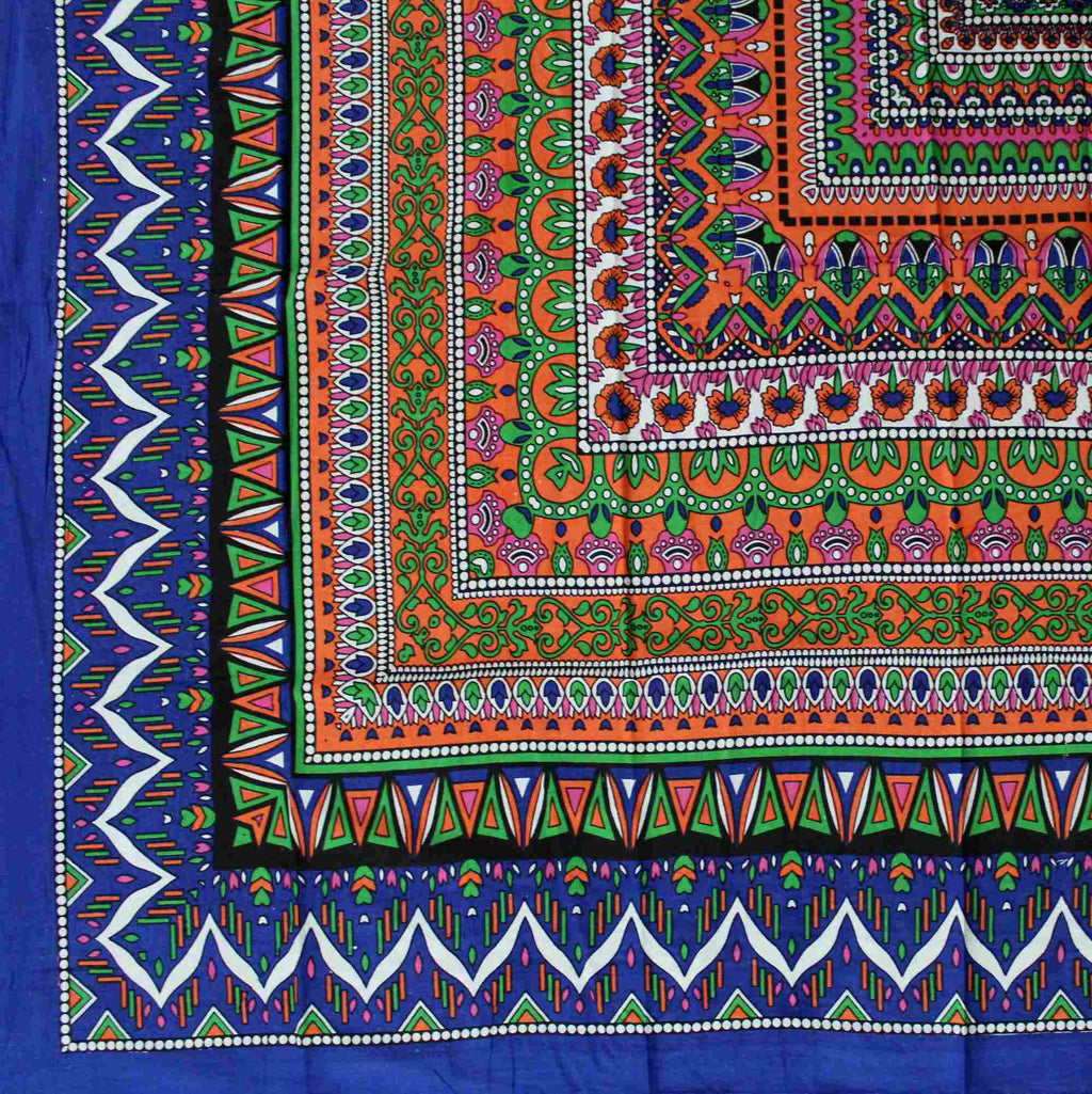 Floral Mandala Cotton Tablecloth Blue Green Beach Sheet Round Square - Sweet Us