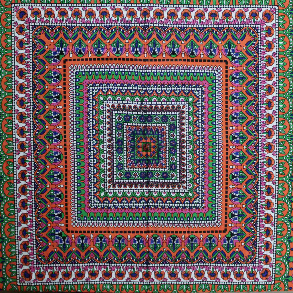 Floral Mandala Cotton Tablecloth Blue Green Beach Sheet Round Square - Sweet Us