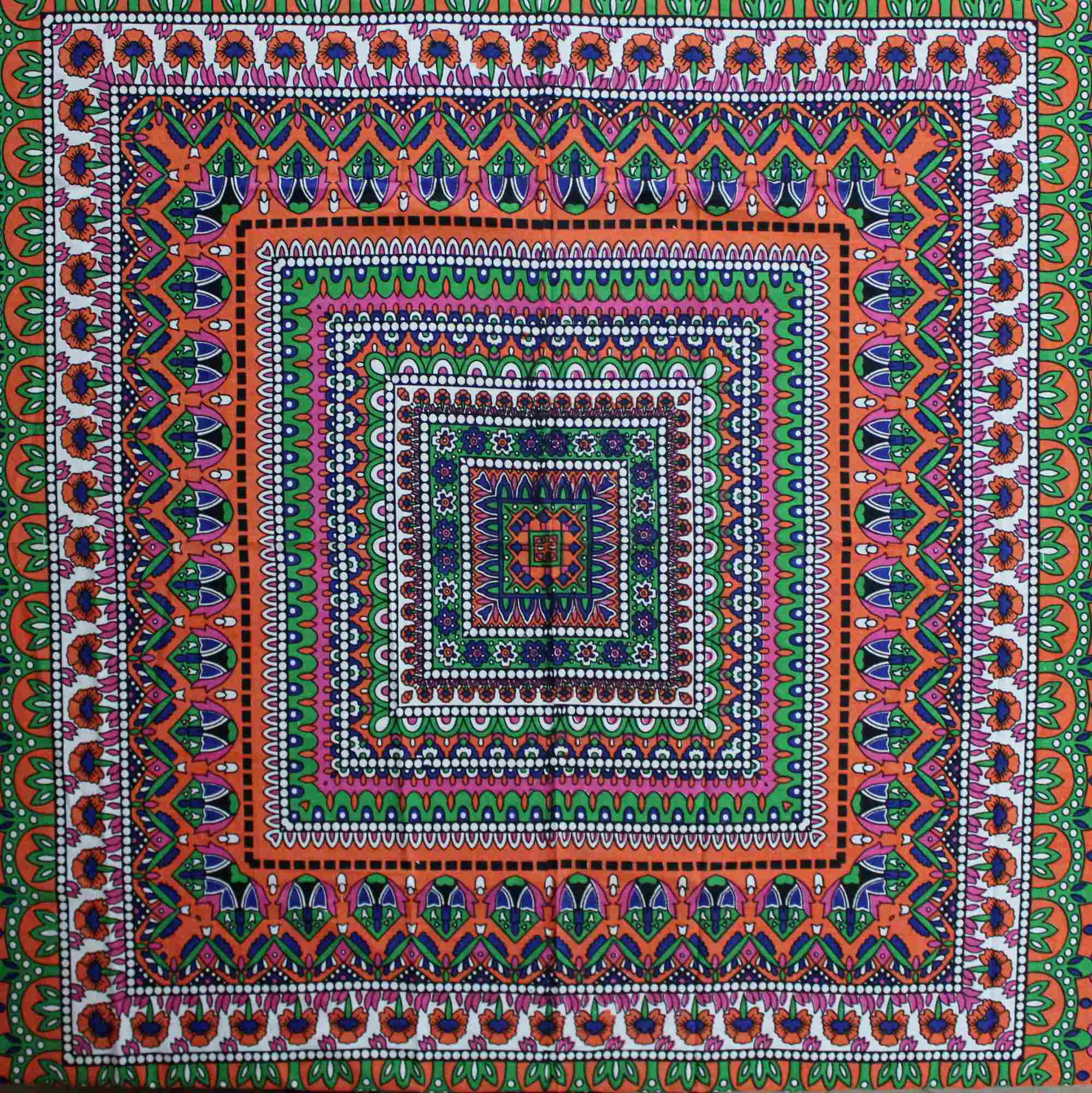 Floral Mandala Cotton Tablecloth Blue Green Beach Sheet Round Square - Sweet Us