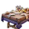 Sapphire Spectrum Geometric Print Cotton Tablecloth Square — Blue Mirage - Sweet Us
