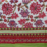 Handmade 100% Cotton Floral Tablecloth 90 Inches Round 60 x 90 Inches Rectangular Red Pink - Sweet Us