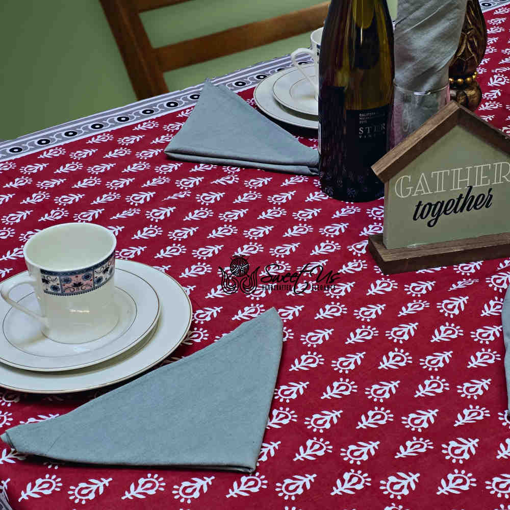 Calla Paisley Floral Cotton Tablecloth Rectangle, Venetian Blush