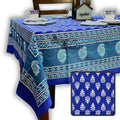 Calla Paisley Floral Cotton Tablecloth Rectangle, Blue Coast - Sweet Us