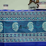 Calla Paisley Floral Cotton Tablecloth Rectangle, Blue Coast