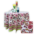 Cotton Floral Tablecloth Round White Pink Red Kitchen Dining Linen - Sweet Us
