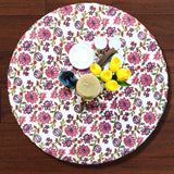 Cotton Floral Tablecloth Round White Pink Red Kitchen Dining Linen