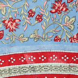 Fleurine Cotton Floral Tablecloth Round Soft Blue, Red, Pink