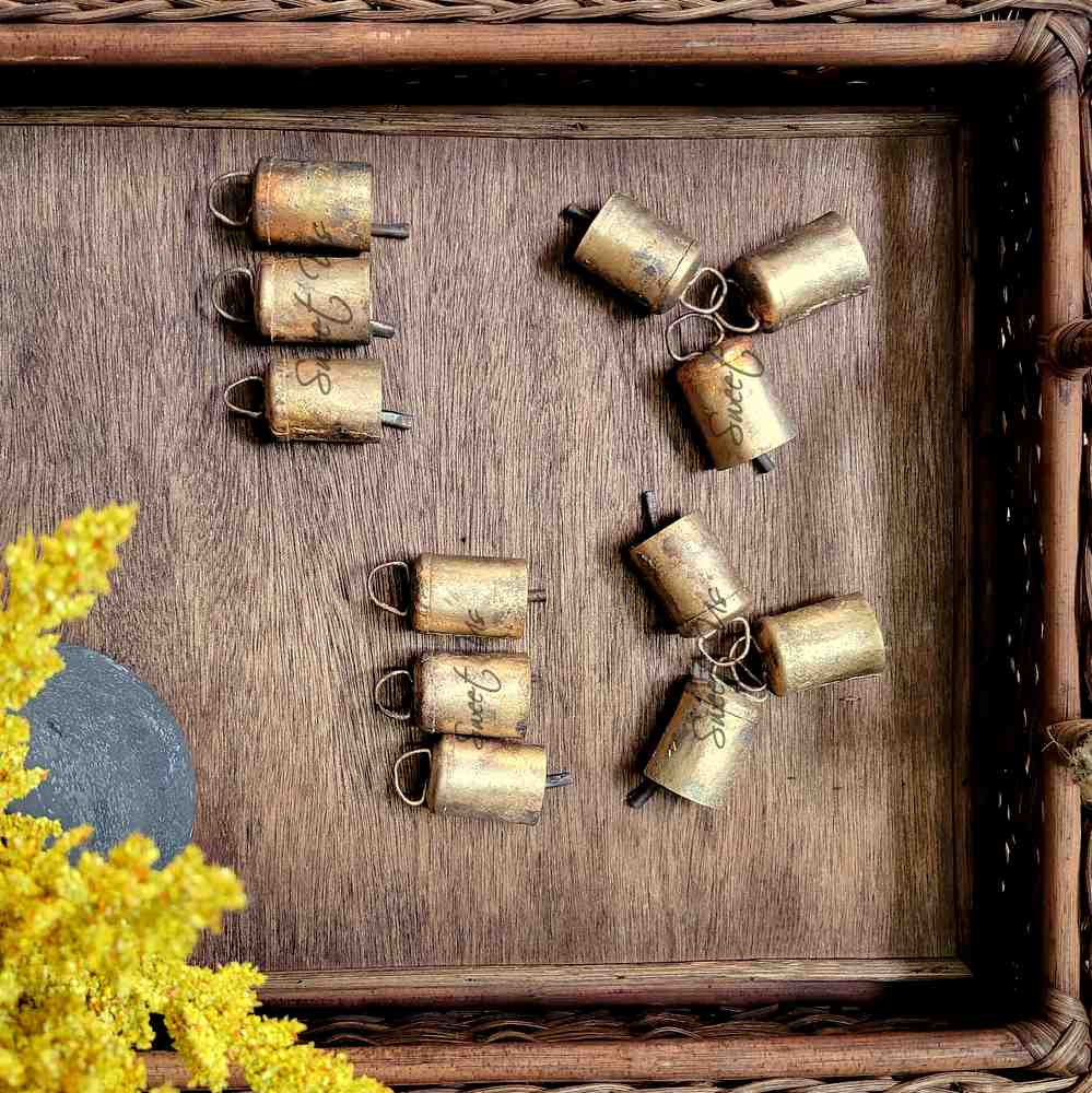 Rustic Straight Tin Bells — 2" — Set of 12