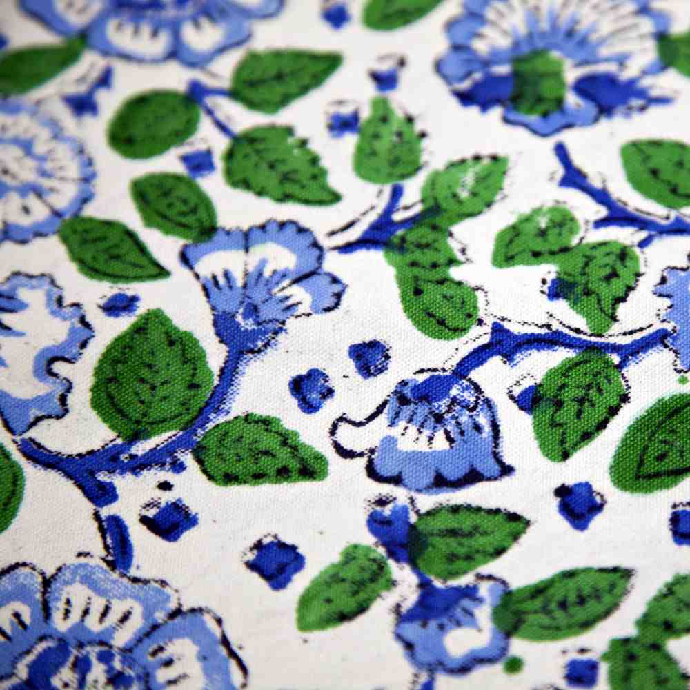 Royal Paisley Floral Block Print Set of 4 Placemats, Seaglass Symphony - Sweet Us