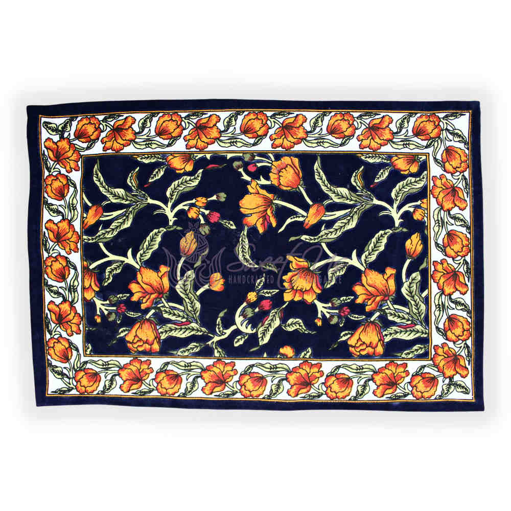 Aurelia Floral Hand-Printed Placemats — Midnight Amber (Set of 4)