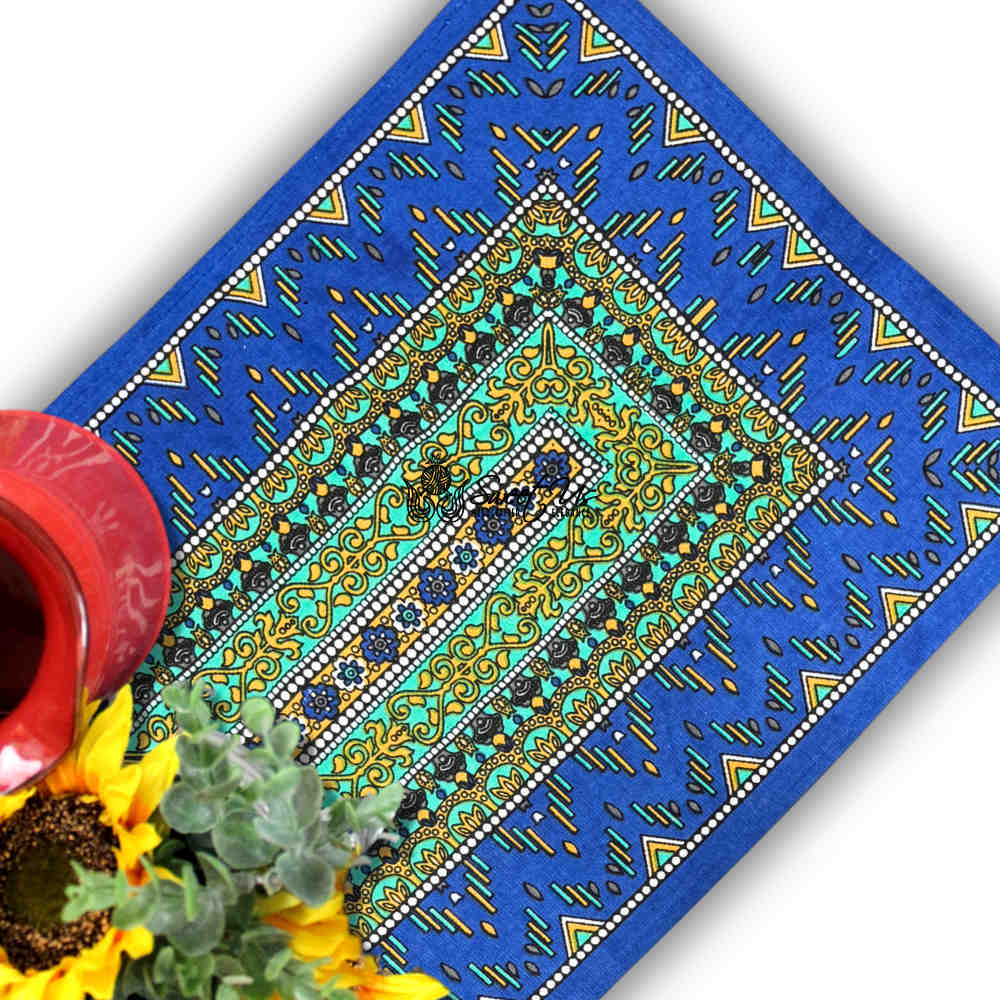 Sapphire Spectrum Geometric Print Set of Four Placemats, Turquoise Fusion