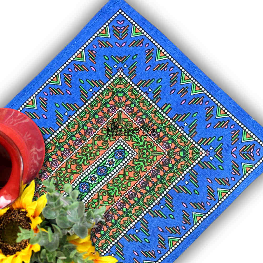 Sapphire Spectrum Geometric Print Set of Four Placemats, Blue Mirage