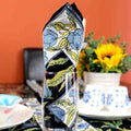 The Affluent Floral French Country Cotton Set of 4 Table Napkins, Power Black - Sweet Us