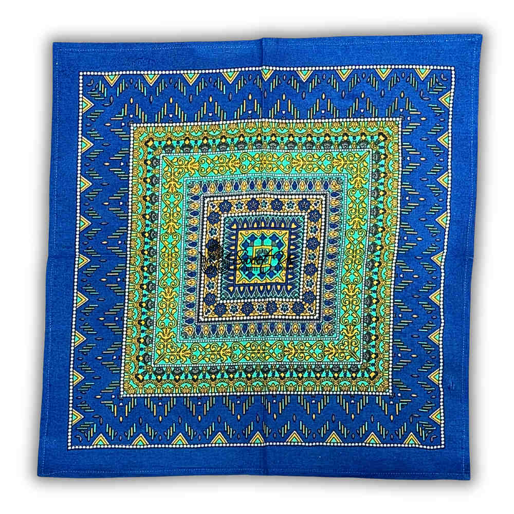 Sapphire Spectrum Geometric Print Set of Four Dinner Napkins, Turquoise Fusion
