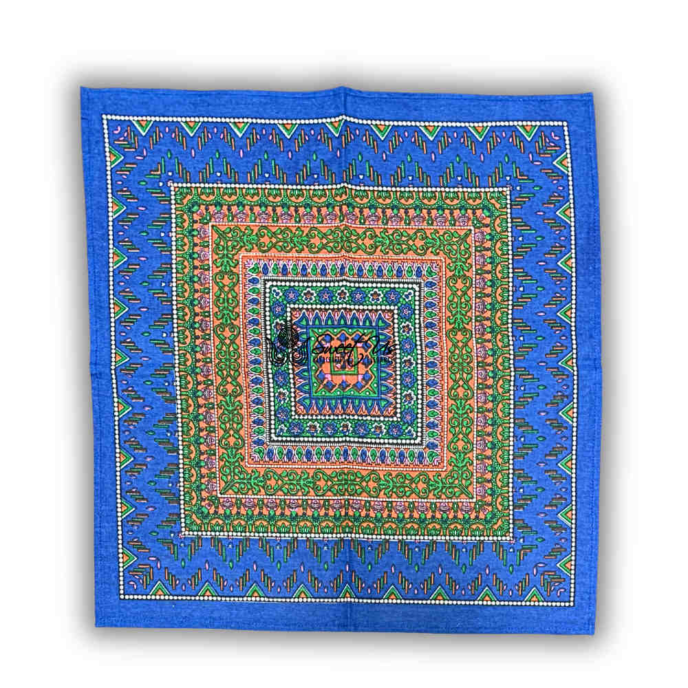 Sapphire Spectrum Geometric Print Set of Four Dinner Napkins, Blue Mirage